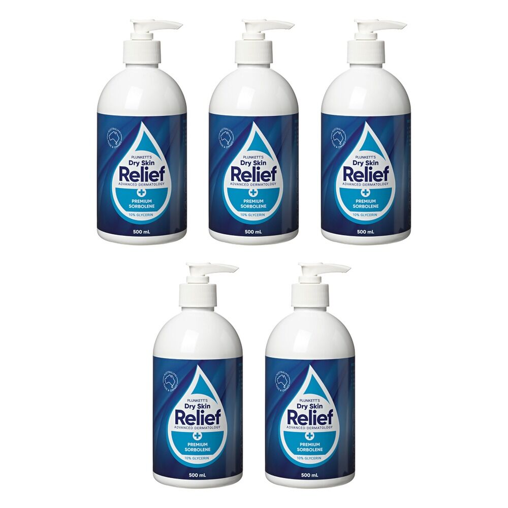 Plunketts Dry Skin Relief Premium Sorbolene 10% Glycerin 500mL Pack of 5