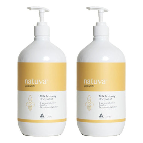 Natuva Body Milk & Honey Body Wash 1 L Pack of 2