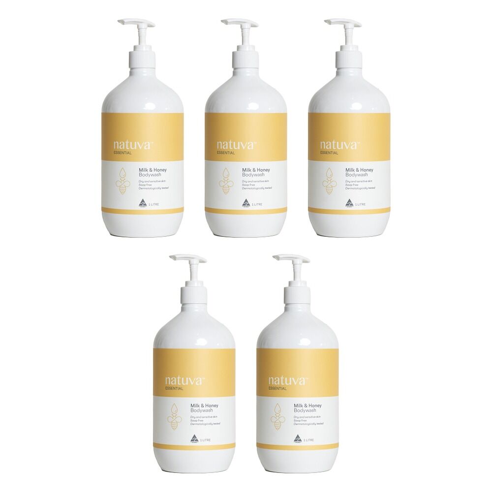 Natuva Body Milk & Honey Body Wash 1 L Pack of 5