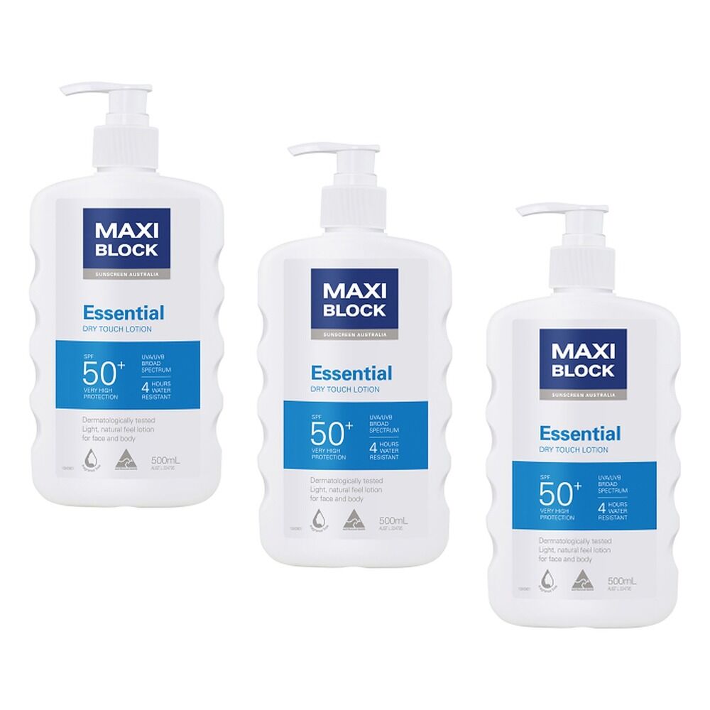 Maxiblock Sun Essential SPF50+ 500mL Pack of 3