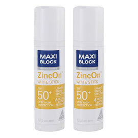 Maxiblock Sun Zinc Stick Clear SPF50+ 12g Pack of 2