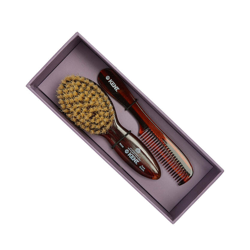 Kent Soft Natural Bristle Brush And Comb Set