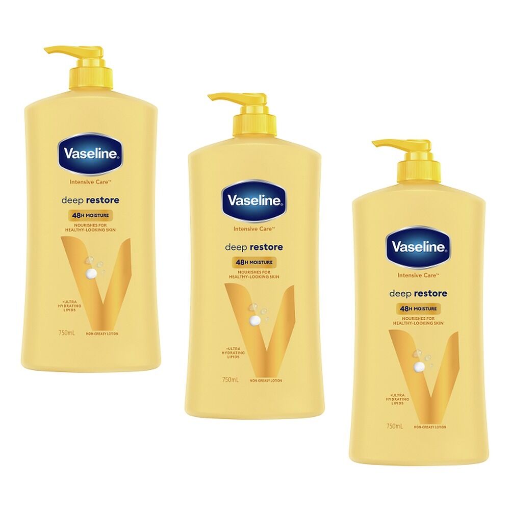 Vaseline Intensive Care Deep Restore Body Lotion 750mL Pack of 3