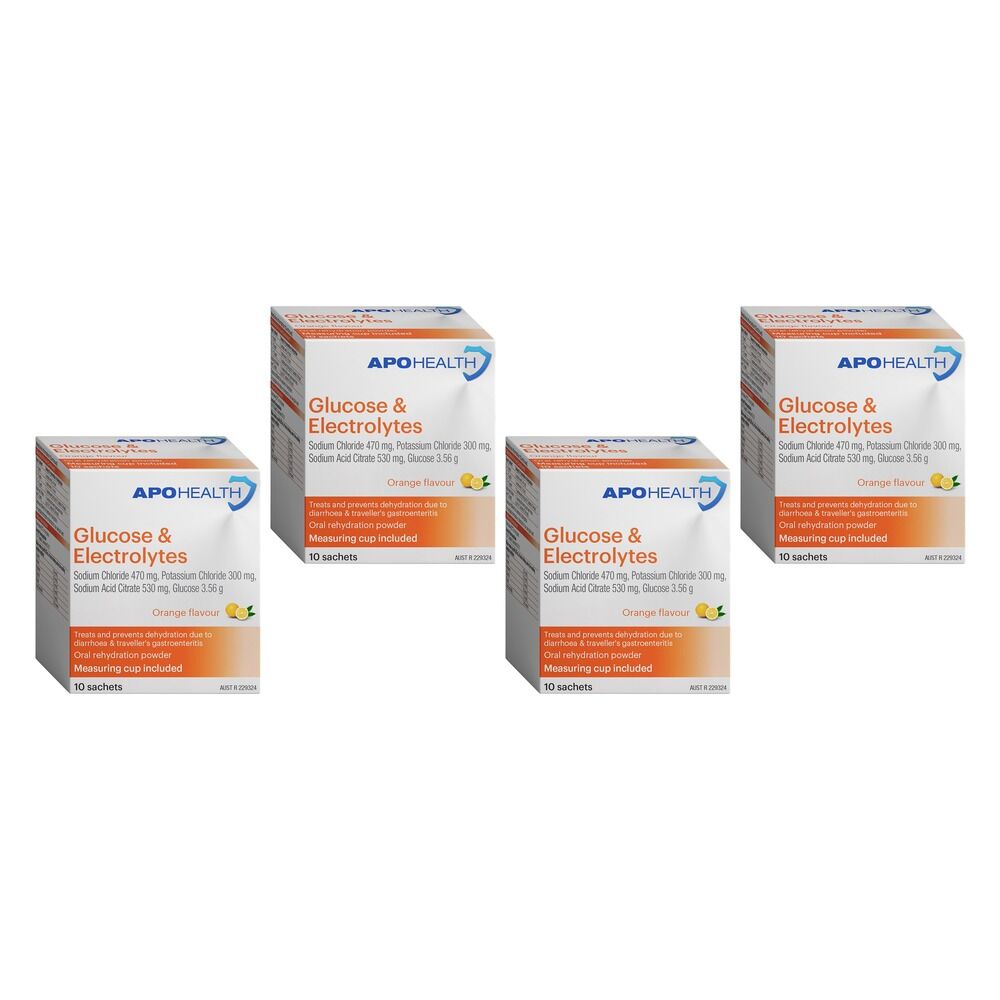 Apohealth Glucose & Electrolytes Orange Flavour 10 Sachets Pack of 4