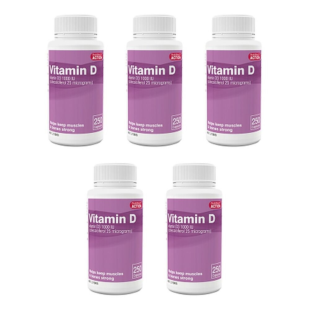 Pharmacy Action Vitamin D 1000IU 250 Capsules x 3 Bundle of 5