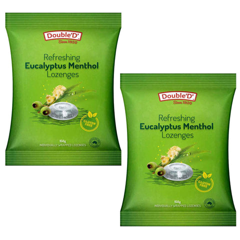 Double D Eucalyptus Menthol Drops 150g 2 Pack Soothing Cough Candy