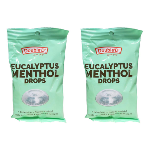 Double D Eucalyptus Menthol Drops 150g 2 Pack Soothing Cough Candy