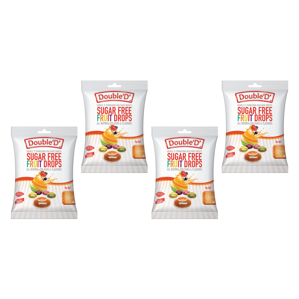 Double D Sugar Free Fruit Drops 70g Pack of 4 Value Bundle