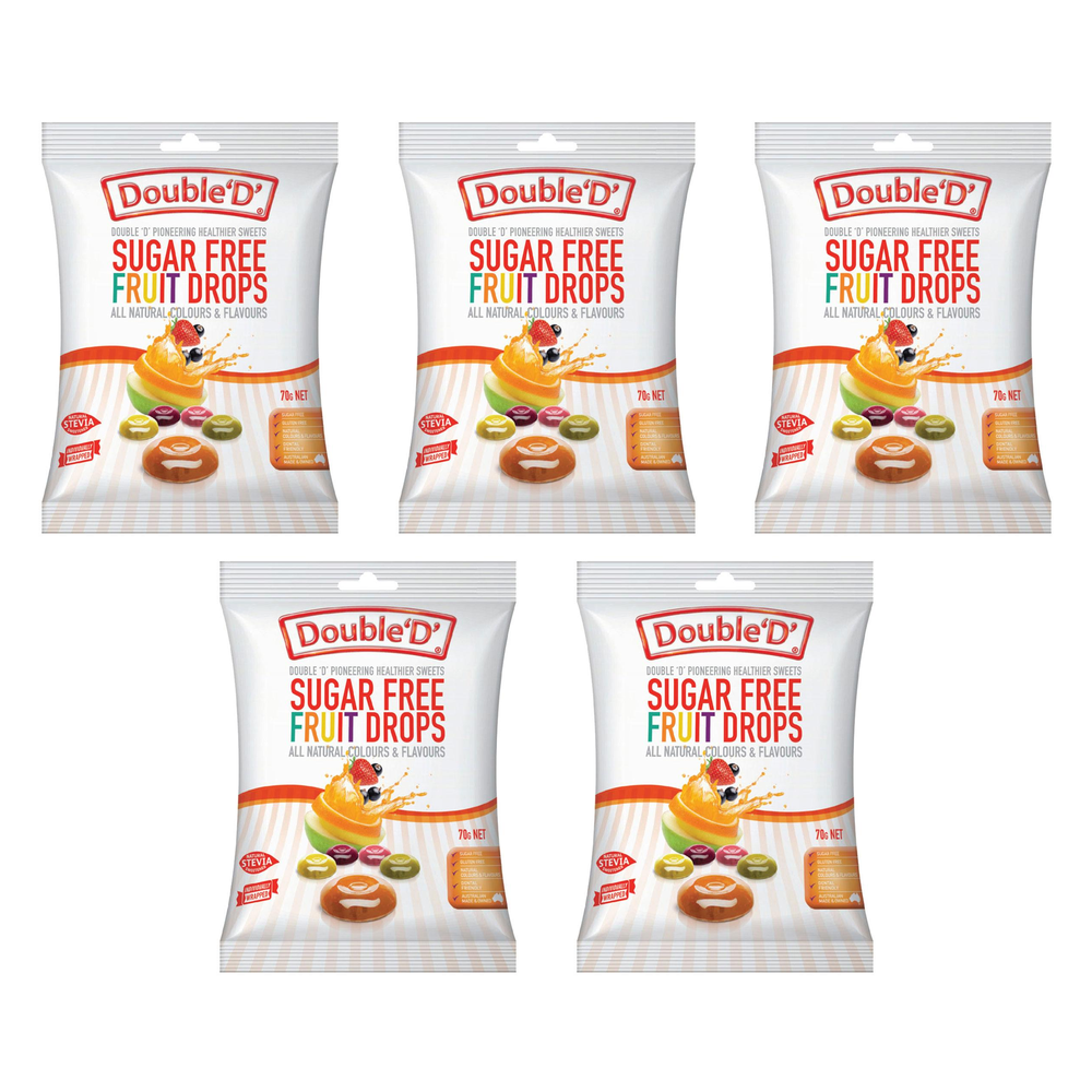 Double D Sugar Free Fruit Drops 70g Bundle of 5