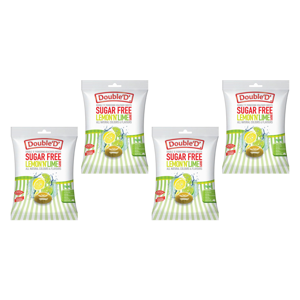 Double D Sugar Free Lemon N Lime Drops 70g 4 Pack