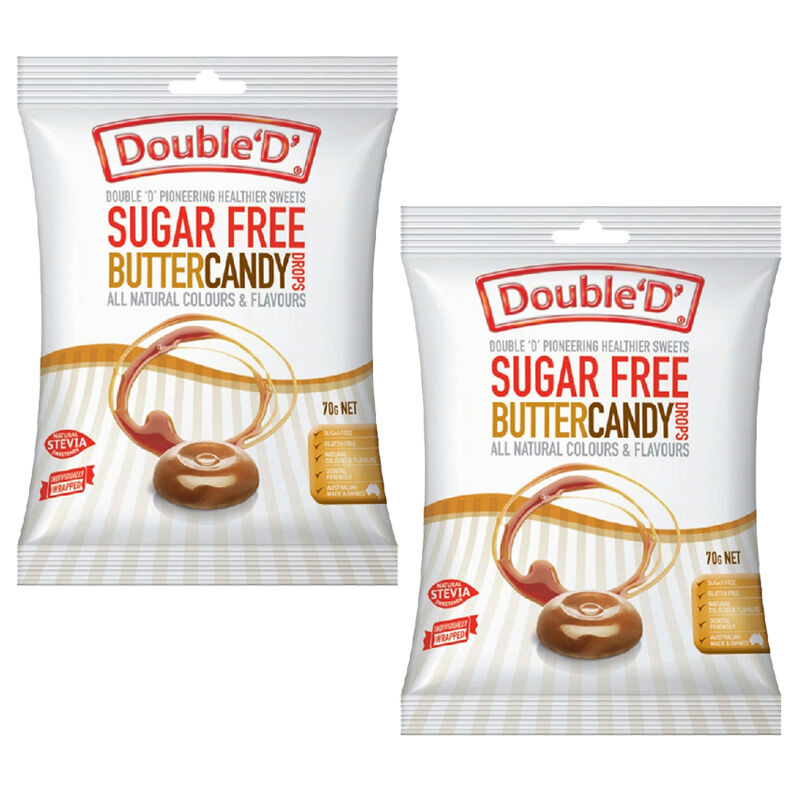 Double D Sugar Free Butter Candy Drops 70g 2 Pack Gluten Free Australian