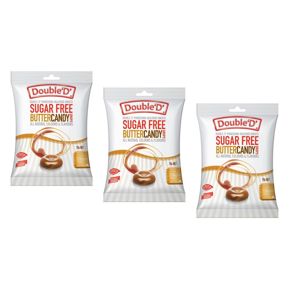 Double D Sugar Free Butter Candy Drops 70g Bundle of 3