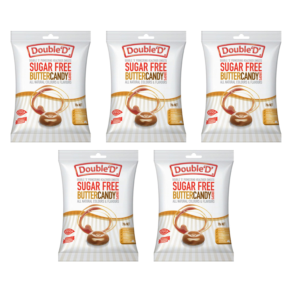 Double D Sugar Free Butter Candy Drops 70g Bundle of 5