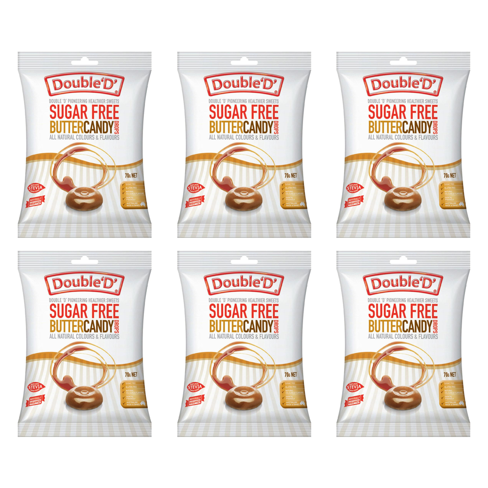 Double D Sugar Free Butter Candy Drops 70g 6 Pack