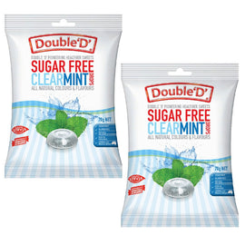 Double D Sugar Free Clear Mint Drops 70g Pack of 2 Individually Wrapped