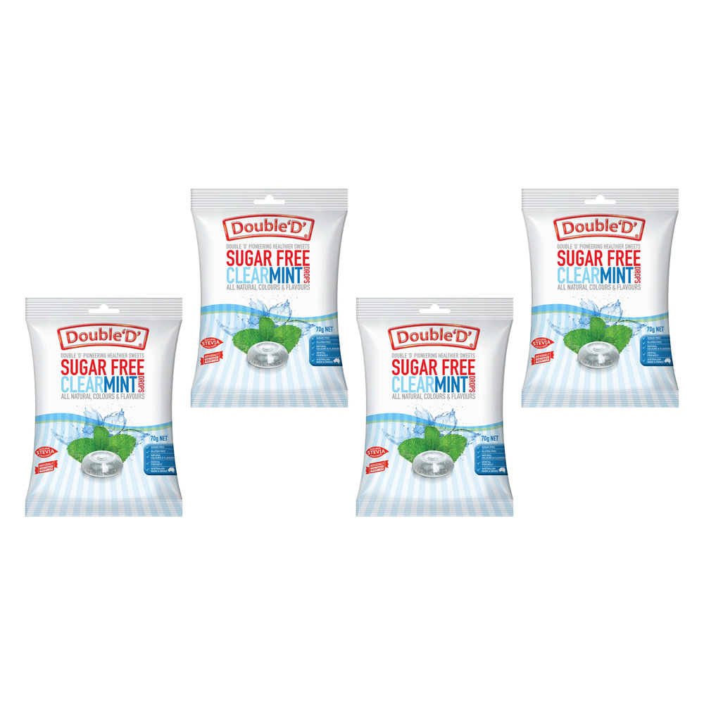 Double D Sugar Free Clear Mint Drops 70g Bundle of 4