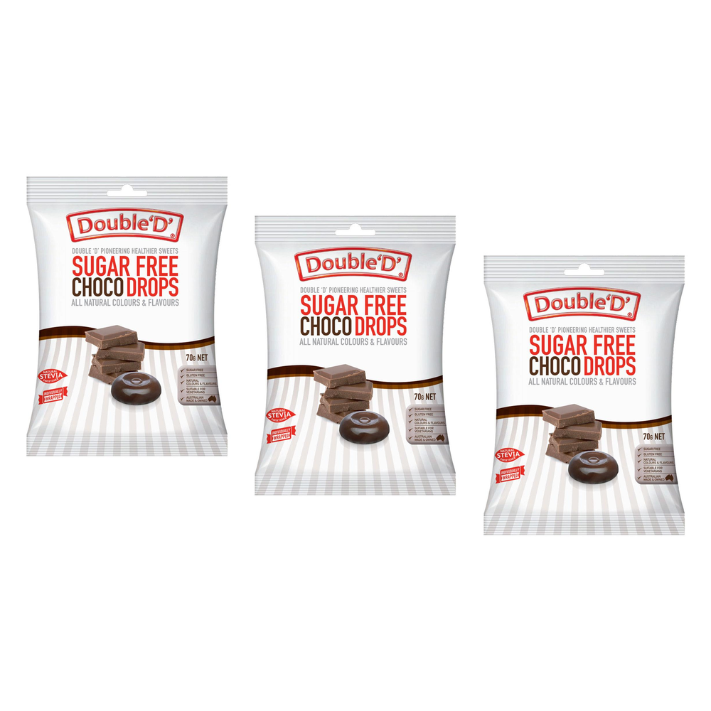 Double D Sugar Free Choco Drops 70g Bundle of 3