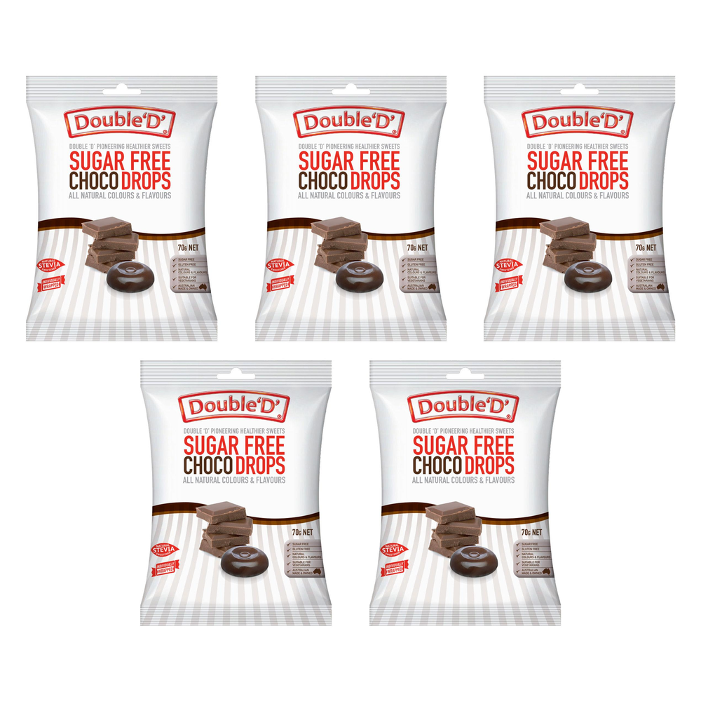 Double D Bundle of 5 Sugar Free Choco Drops 70g