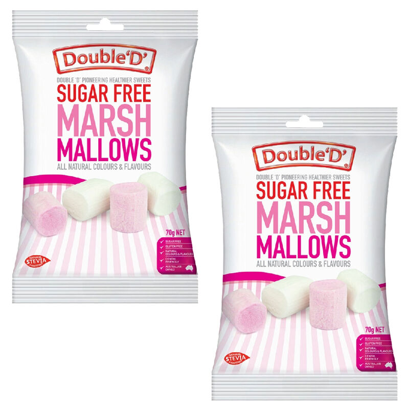 Double D Sugar Free Marshmallows 2 Pack 70g Gluten Free Vegetarian