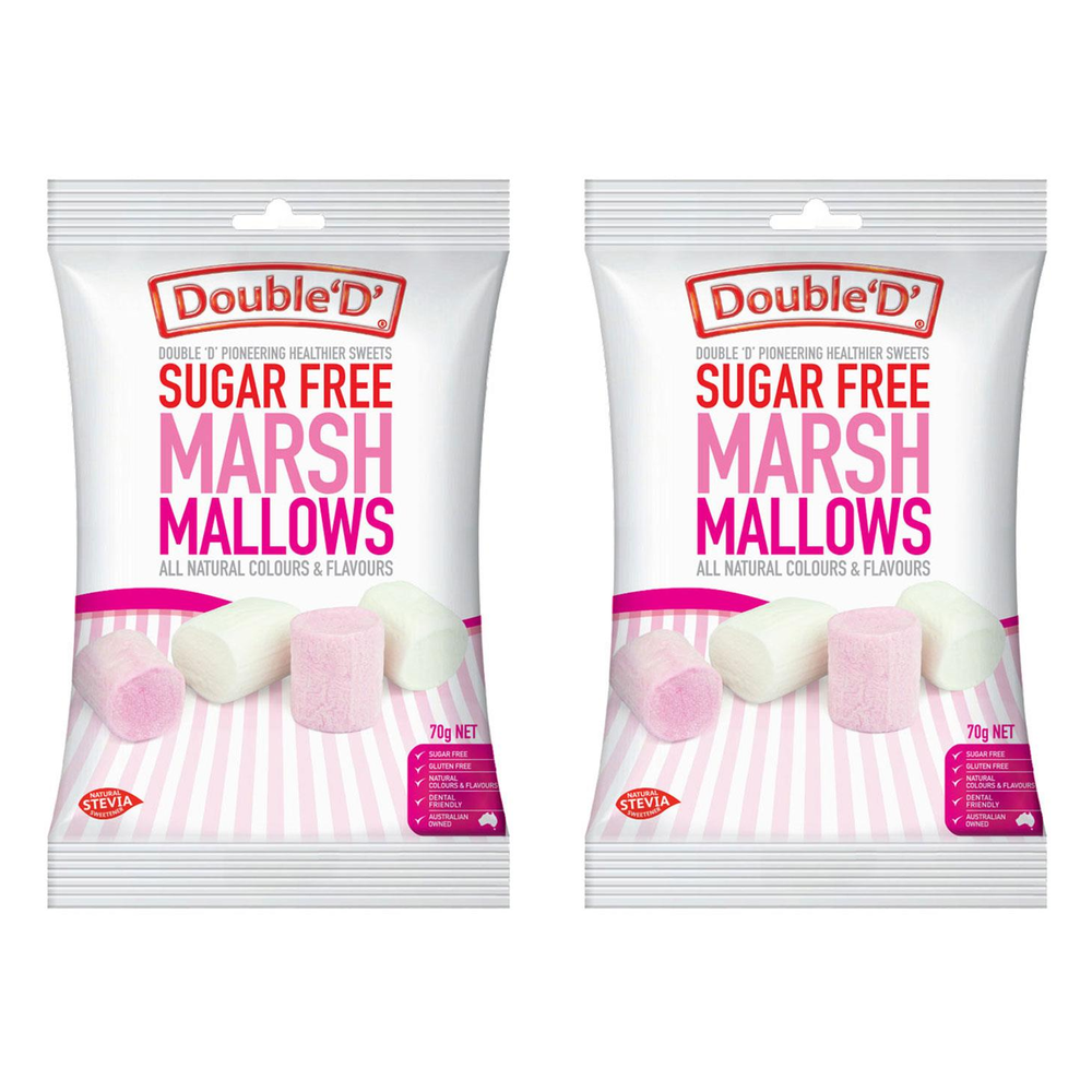 Double D Sugar Free Marshmallows 2 Pack 70g Gluten Free Vegetarian