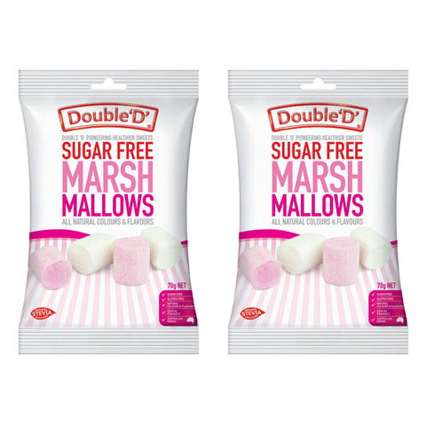 Double D Sugar Free Marshmallows 2 Pack 70g Gluten Free Vegetarian