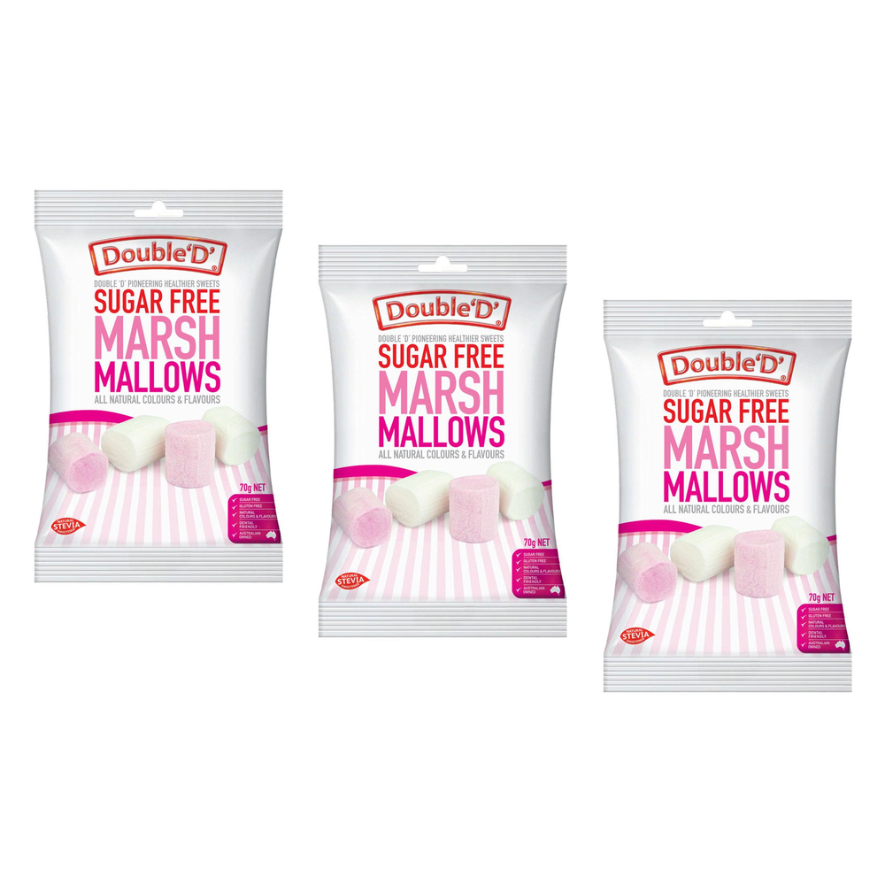 Double D Sugar Free Marshmallows 70g 3 Pack Bundle