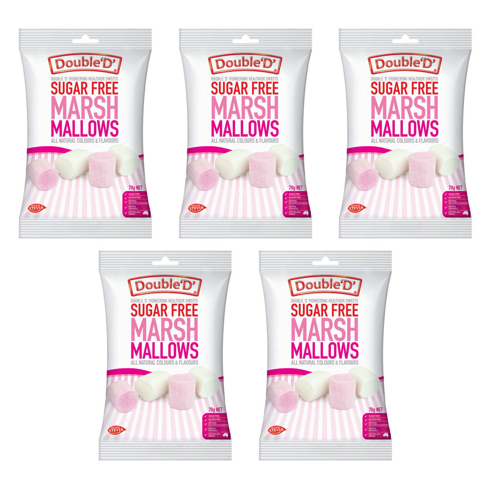 Double D Sugar Free Marshmallows 70g Pack of 5 Bundle
