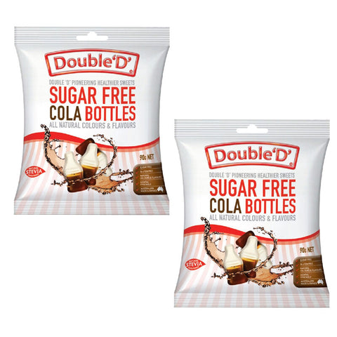 Double D Sugar Free Cola Bottles 90g x2 Twin Pack Gluten Free Dental Friendly
