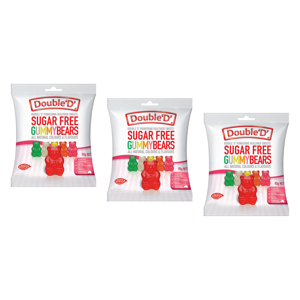 Double D Sugar Free Gummy Bears 90g Bundle of 3