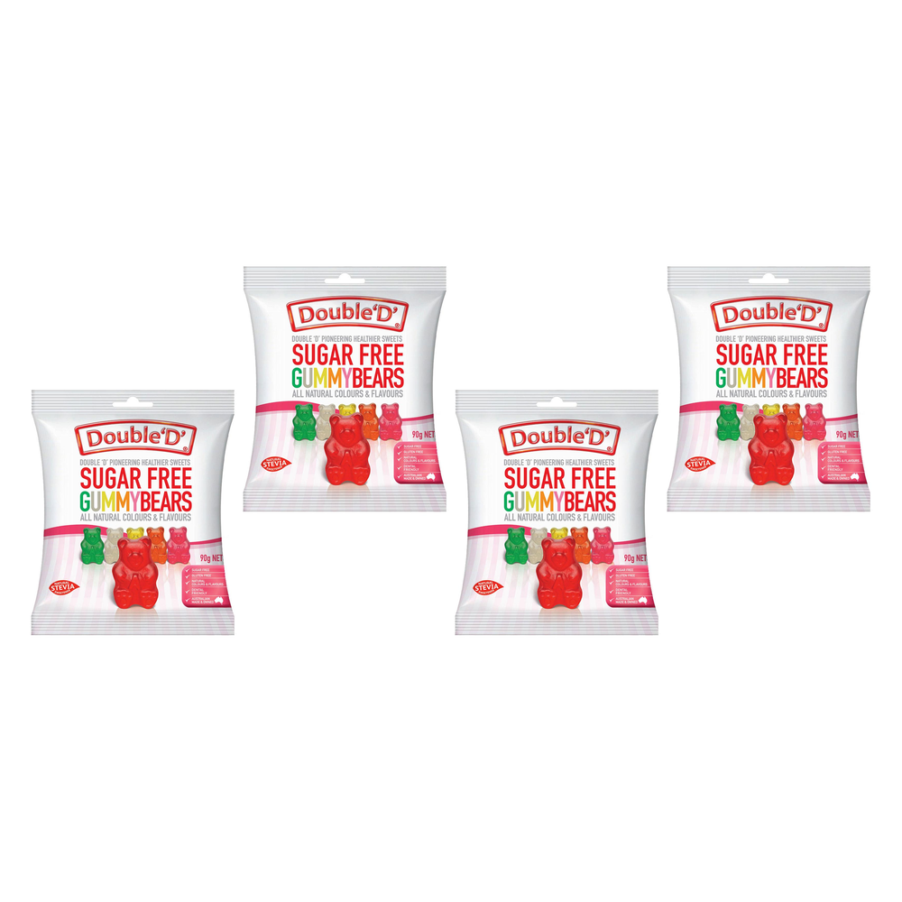 Double D Sugar Free Gummy Bears 90g Bundle of 4
