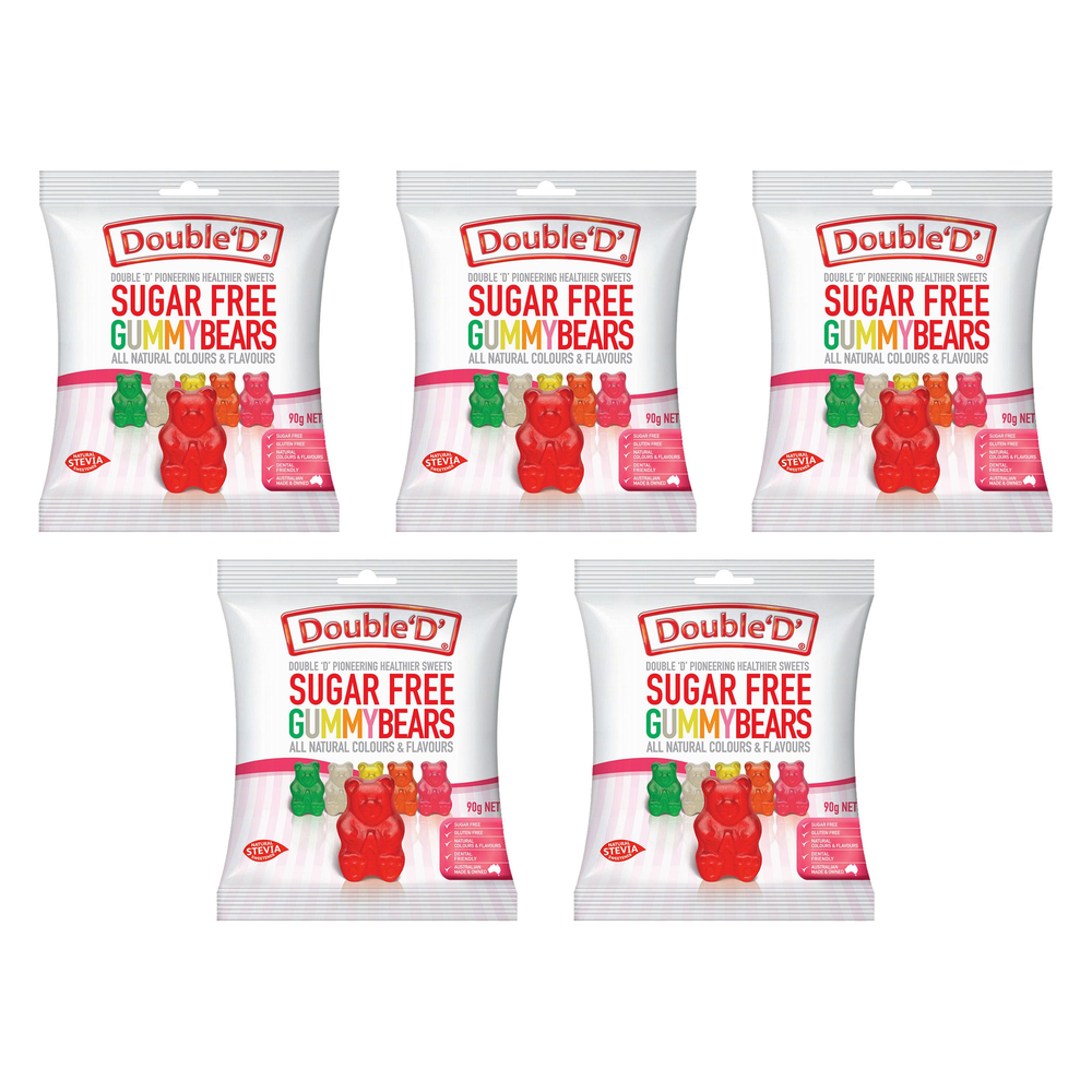 Double D Sugar Free Gummy Bears 90g Bundle of 5