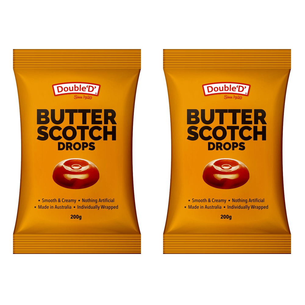 Double D Butterscotch Hard Candy Lollies 200g x 2