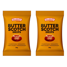 Double D Butterscotch Hard Candy Lollies 200g x 2