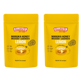 Double D Manuka Honey Lemon Lozenges 80g MGO500PLUS Bundle of 2