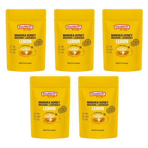 Double D Manuka Honey MGO500 plus Lemon Lozenges 80g Bundle of 5