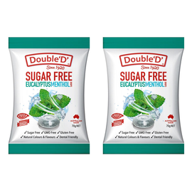 Double D Eucalyptus Menthol Sugar Free Lozenges 70g Pack Bundle of 2