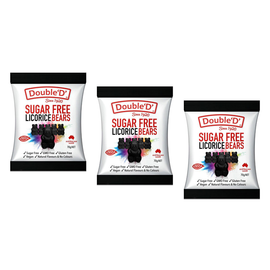 Double D Sugar Free Licorice Gummy Bears 70g Pack of 3 Soft Chewy Candy
