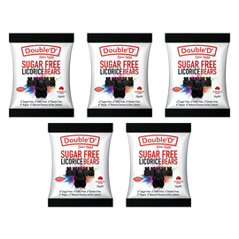 Double D Sugar Free Licorice Gummy Bears 70g Bundle of 5
