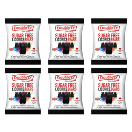 Double D Sugar Free Licorice Gummy Bears 70g Bundle of 6