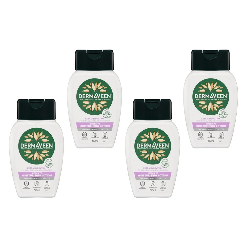 DermaVeen Extra Hydration Intensive Moisturising Lotion 250mL Pack of 4