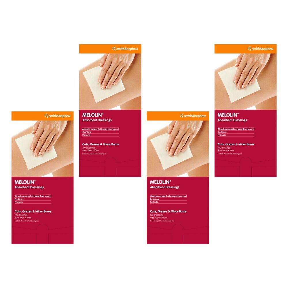 Melolin Absorbent Wound Pad 10cm x 10cm 100 Pack Bundle of 4
