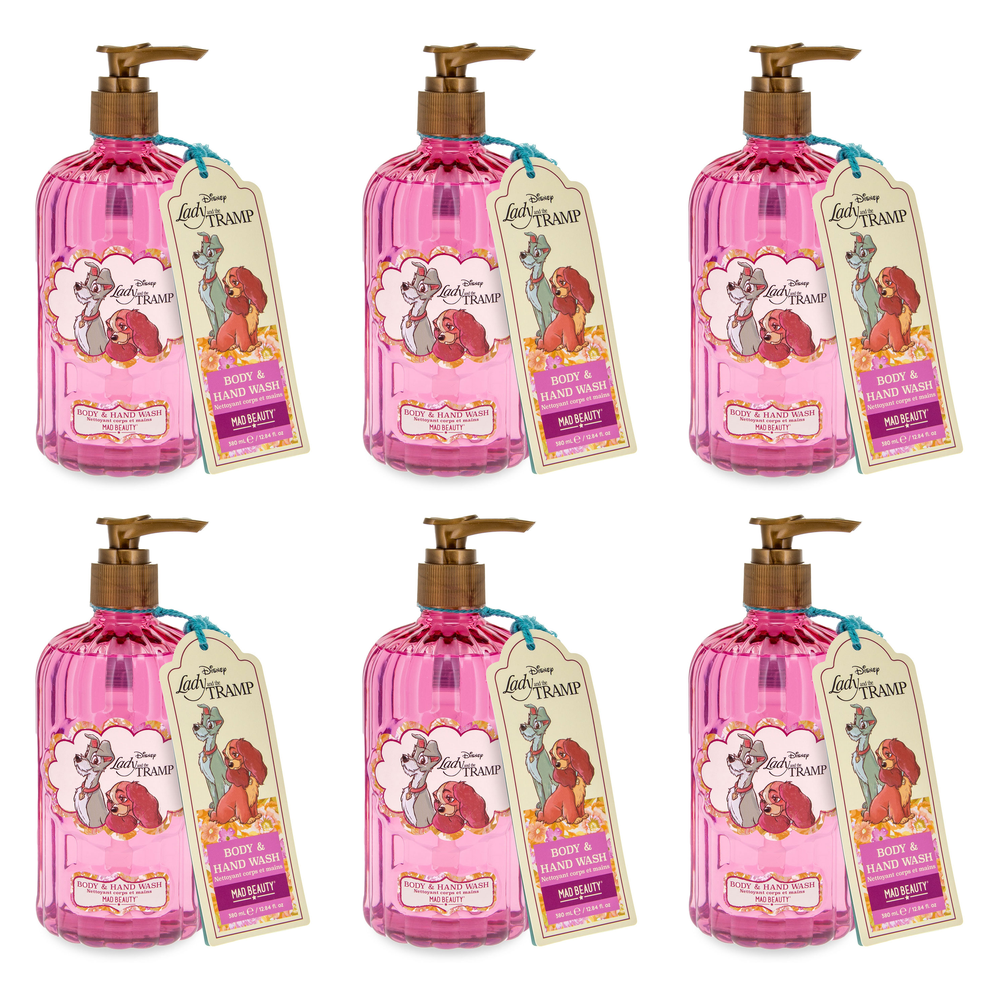 Disney Lady and the Tramp Body and Hand Wash 380ml Pump Pack of 6