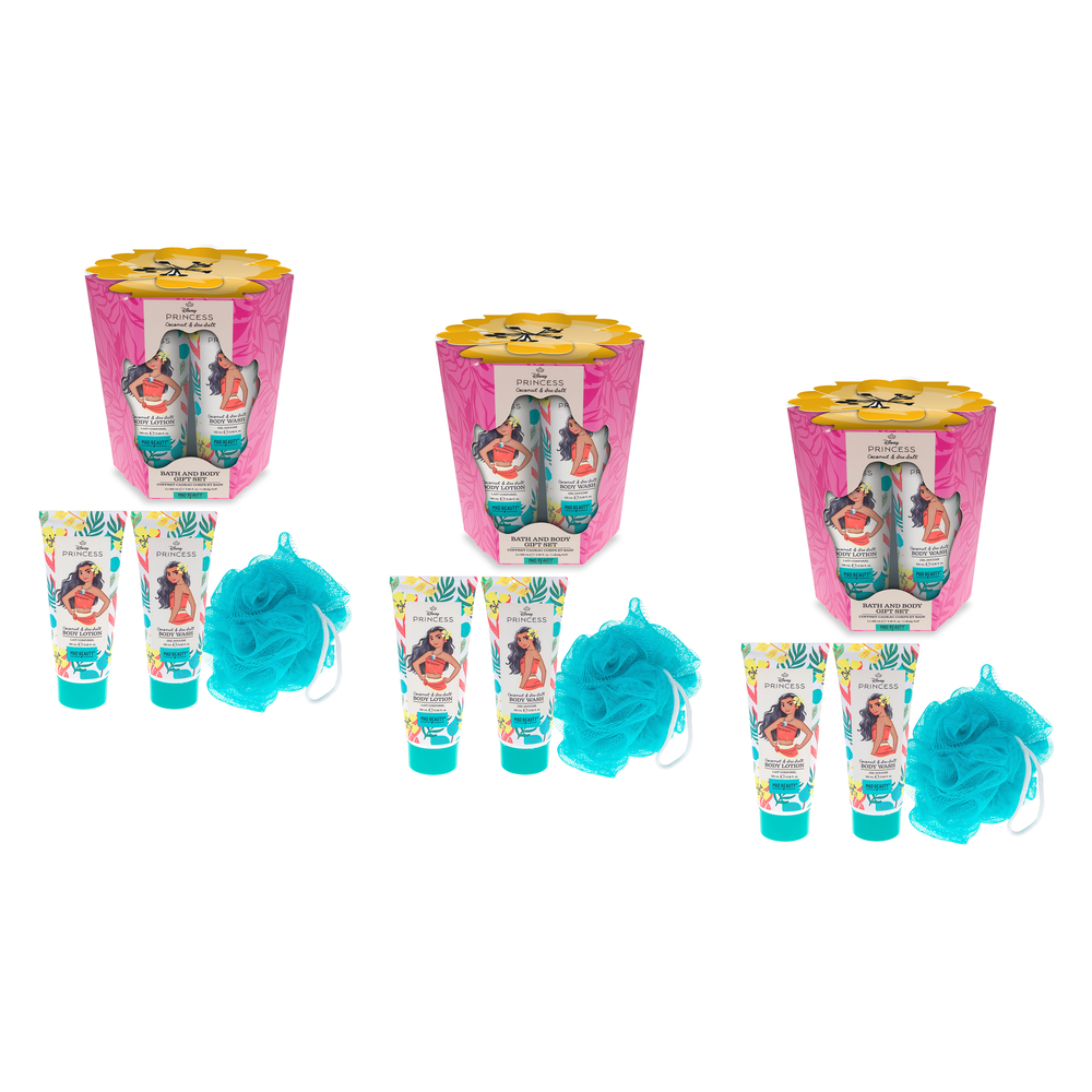 Disney Princess Moana Body Trio Gift Set Wash Lotion Puff Pack of 3