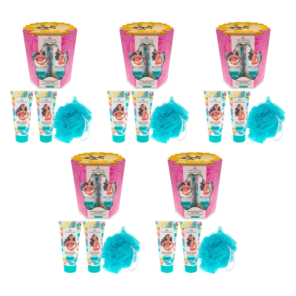 Disney Princess Moana Body Trio Gift Set Wash Lotion Puff Pack of 5