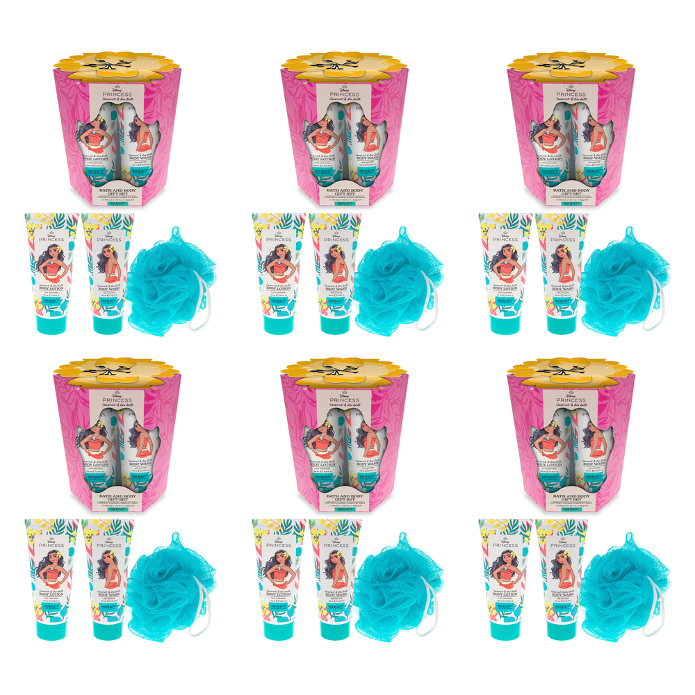 Disney Princess Moana Body Trio Gift Set Wash Lotion Puff Pack of 6
