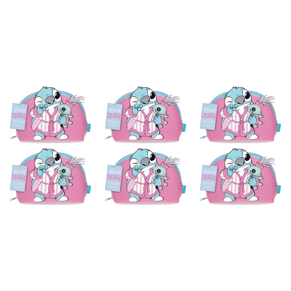 Disney Stitch Pamper Pink Cosmetic Bag Makeup Toiletry Bag Gift Pack of 6