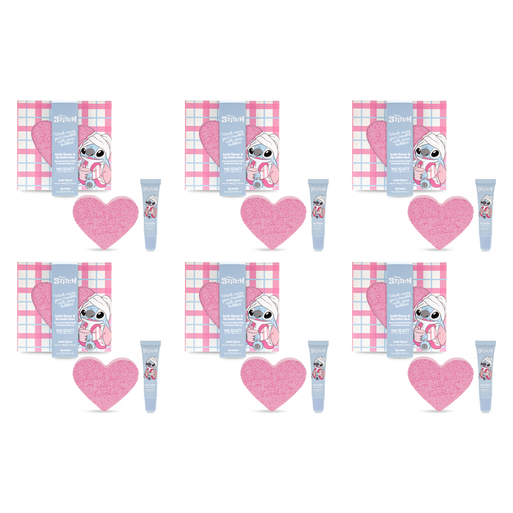Disney Stitch Pamper Bath Fizzer and Lip Balm Gift Set 2PC Pack of 6