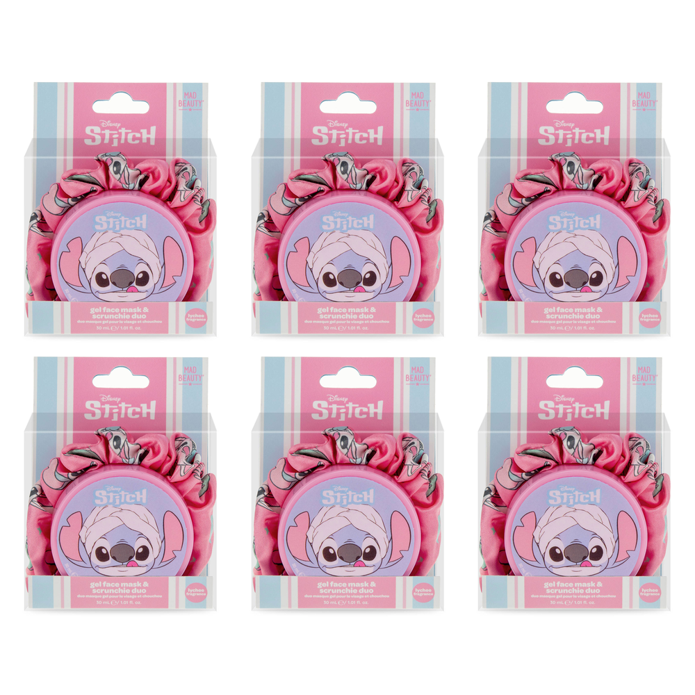 Disney Stitch Pamper Gel Face Mask and Scrunchie Gift Set 2PC Pack of 6