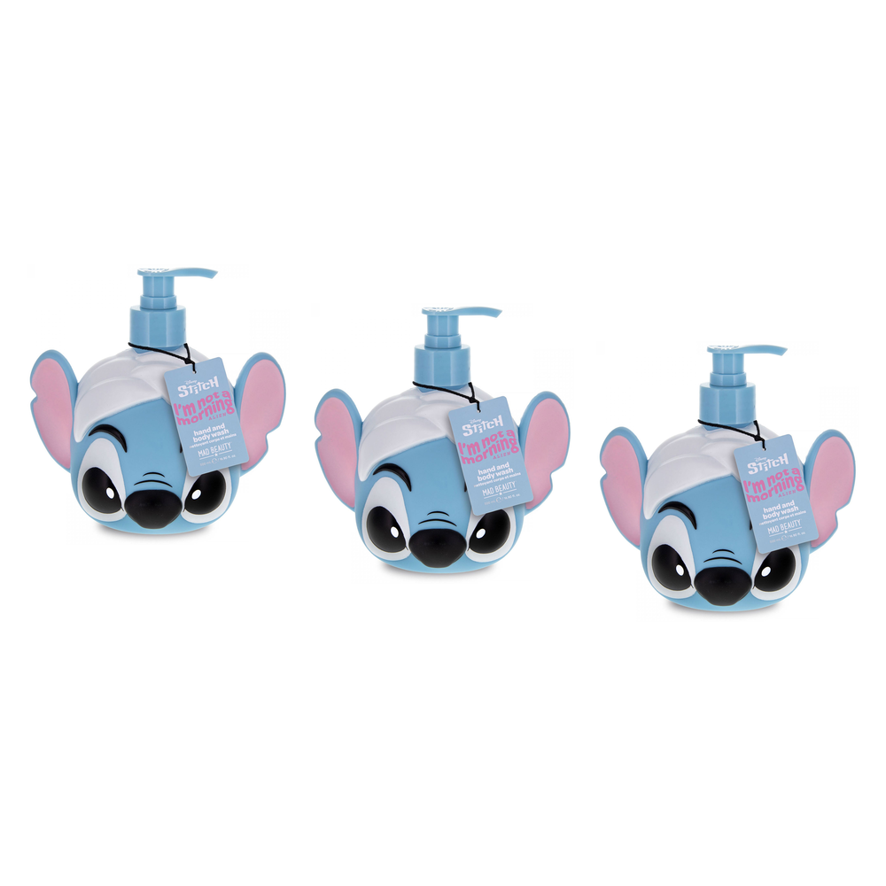 Disney Stitch Pamper Hand and Body Wash 500ml Novelty Pump Bottle Pack of 3