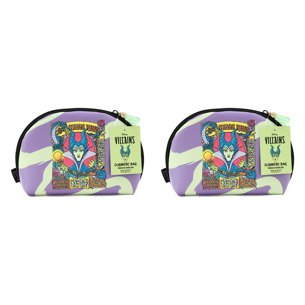 Disney Villains Maleficent Cosmetic Bag 23x6.5x14.5cm Mad Beauty Pack of 2